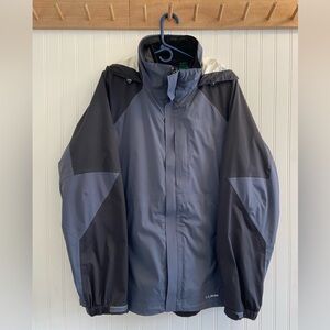 L.L. Bean Mens 3 in 1 Winter Jacket Waterproof Shell Fleece Layer Blue Black XL